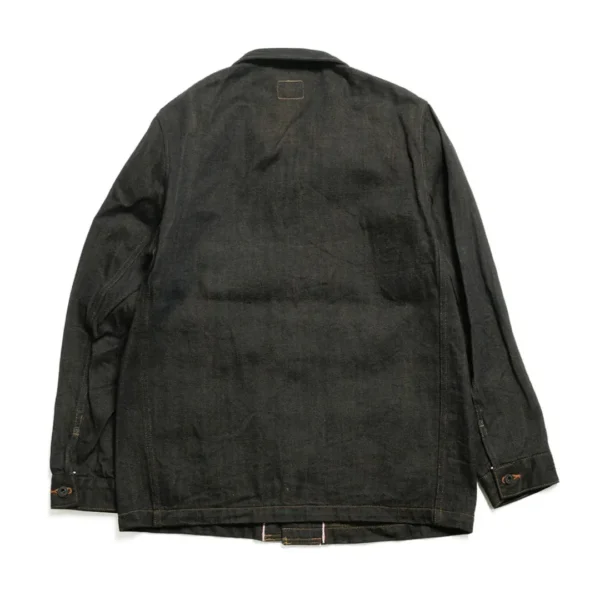 ONI DENIM Coveralls 12.5oz Black x Olive Selvedge Denim Jacket Back