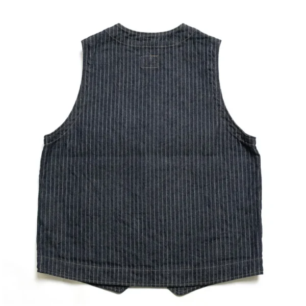 ONI DENIM Drop-Needle Stitching Jacquard Striped Denim Vest Back