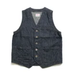 ONI DENIM Drop-Needle Stitching Jacquard Striped Denim Vest Front