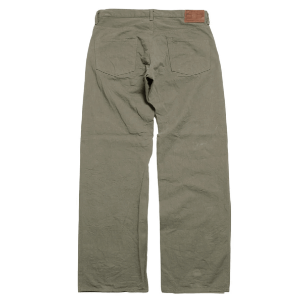 ONI DENIM Relax Straight Selvedge Chino Cloth Light Olive Pants Back