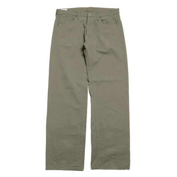 ONI DENIM Relax Straight Selvedge Chino Cloth Light Olive Pants Front