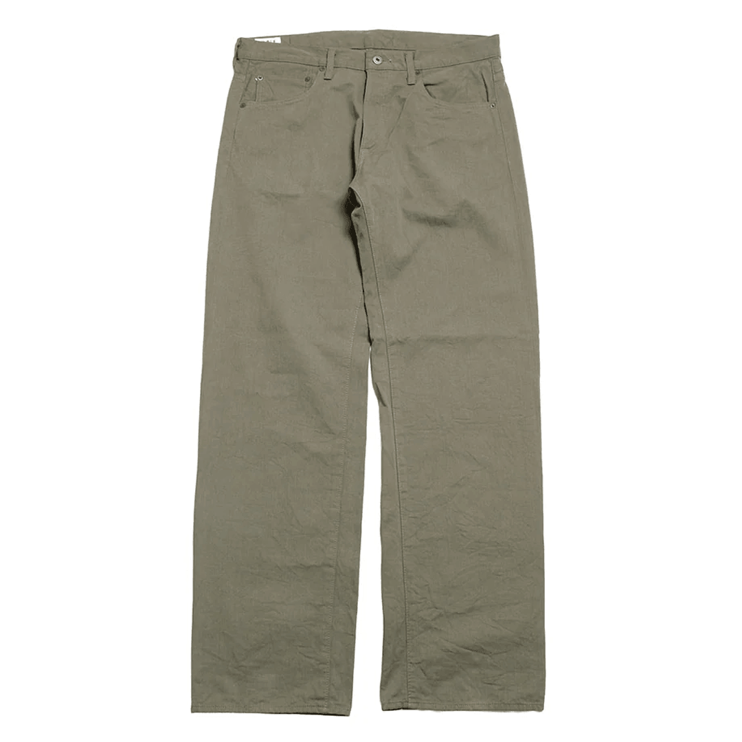 ONI DENIM Relax Straight Selvedge Chino Cloth Light Olive Pants Front ONI DENIM Relax Straight Selvedge Chino Cloth Light Olive Pants Front
