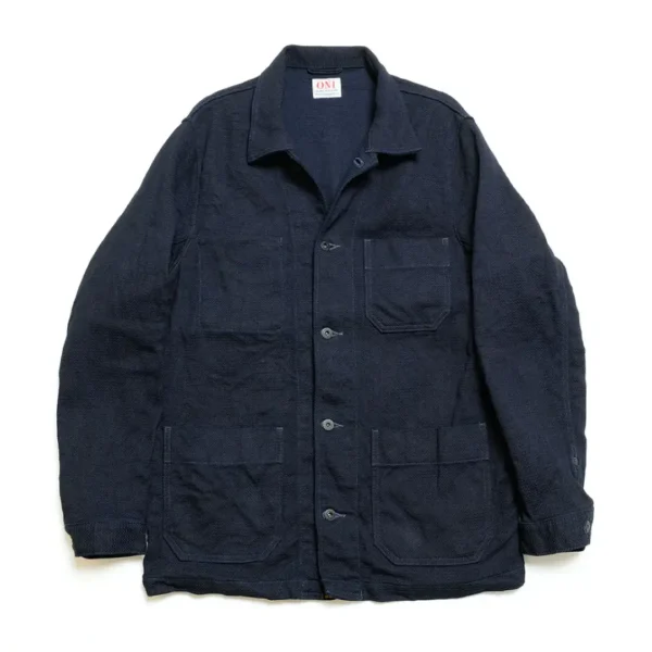 ONI DENIM Sashiko Style Dobby Indigo Coveralls Front