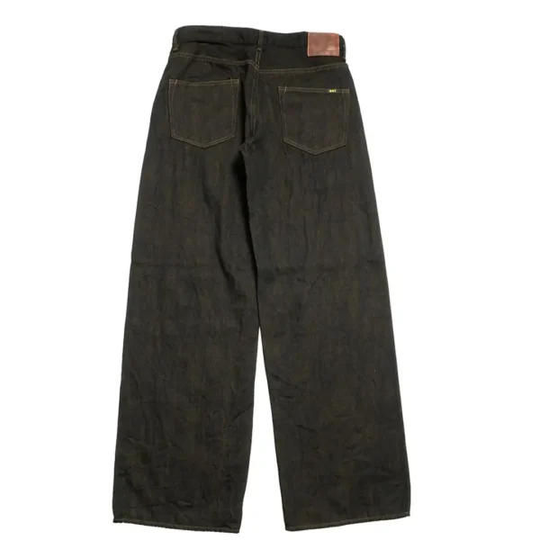 ONI Denim 12oz Black x Olive Selvedge Denim Super Wide Straight Jeans back