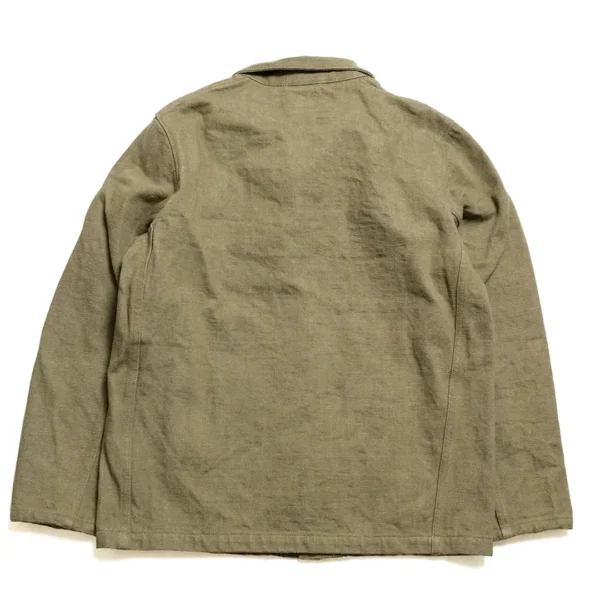 ONI Denim 18oz Olive Denim Coverall Jacket Back