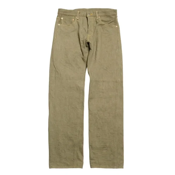 ONI Denim 18oz Olive Denim Regular Straight Jeans Front
