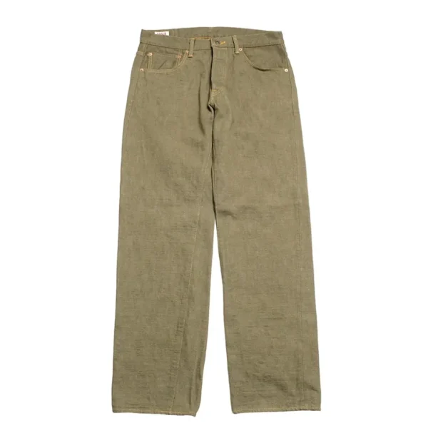 ONI Denim 18oz Olive Denim – Relax Straight Jeans Front