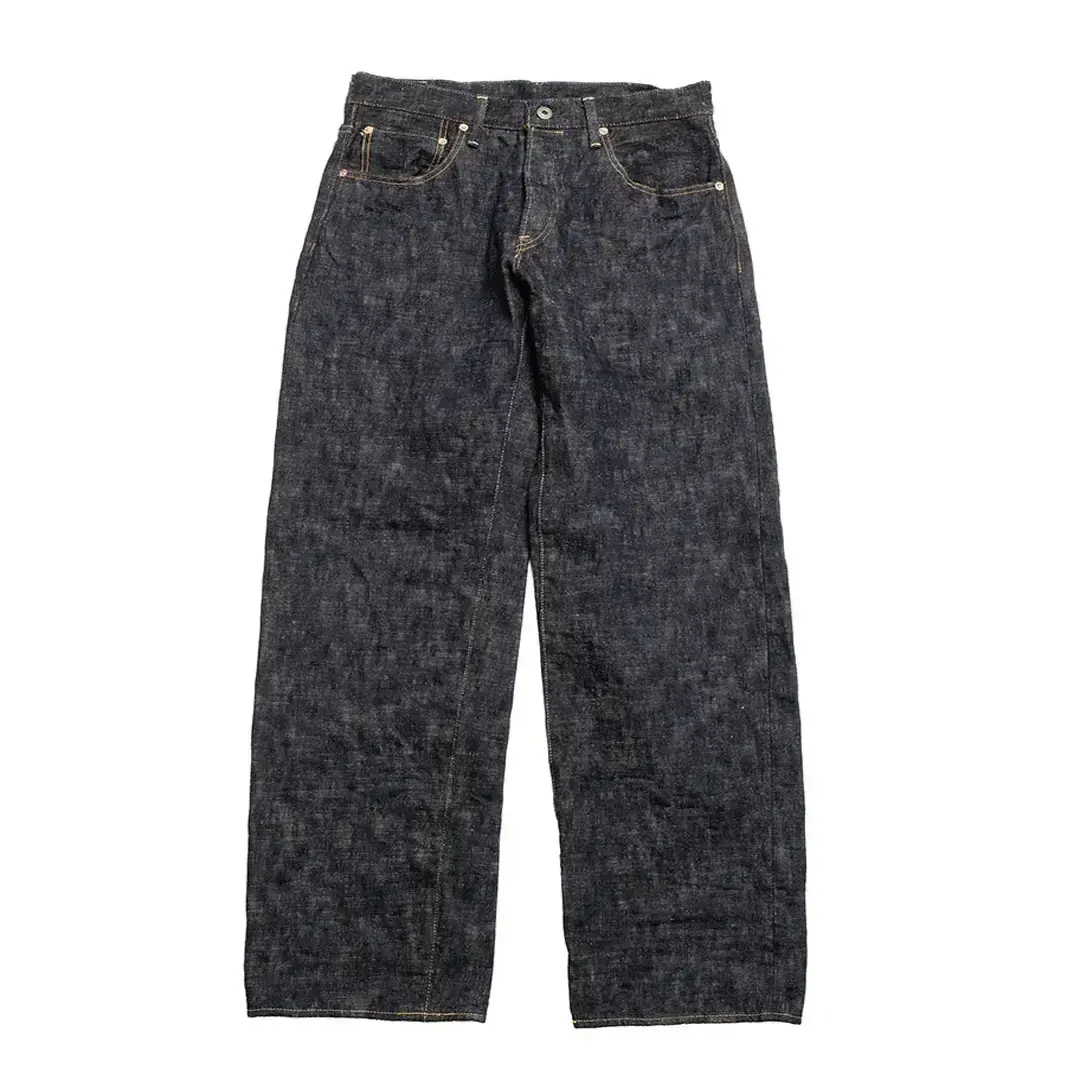 ONI Denim Wide Straight Jeans in 17oz ONI Kasuri Denim Front ONI Denim Wide Straight Jeans in 17oz ONI Kasuri Denim Front